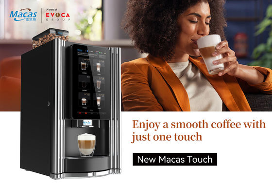 MACAS หน้าจอสัมผัส 15.6 นิ้ว เครื่องขายเอสเพรสโซ่อัตโนมัติ 220 วอล 50 ฮาร์ซ