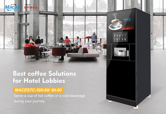หน้าต่างที่มองเห็น เครื่องกาแฟที่ยืนบนพื้นสําหรับสถานีรถไฟใต้ดิน