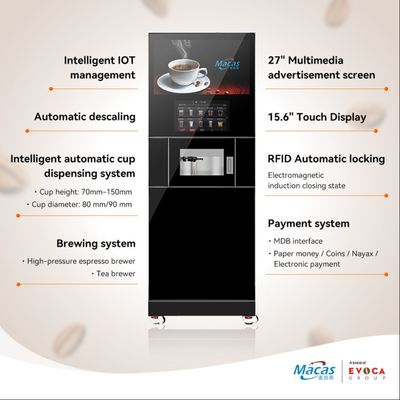 ซื้อ 220VAC หน้าจอสัมผัส เครื่องกาแฟถั่วอัตโนมัติ QR Code การสั่งซื้อ การผลิตออนไลน์