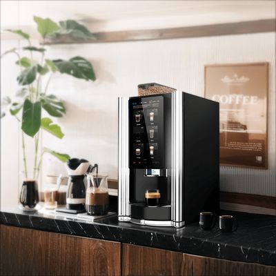 เครื่องจำหน่ายกาแฟแบบ Bean to Cup พร้อมชาและเครื่องดื่มอื่นๆ ที่มีเครื่องดื่มมากกว่า 12 ชนิด และความสูงของแก้ว 70-158 มม.