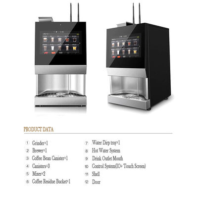 หน้าจอ LCD เครื่องขายแคปปูจิโนเงิน 57 กิโลกรัม การชําระเงินด้วยบัตรเดบิต